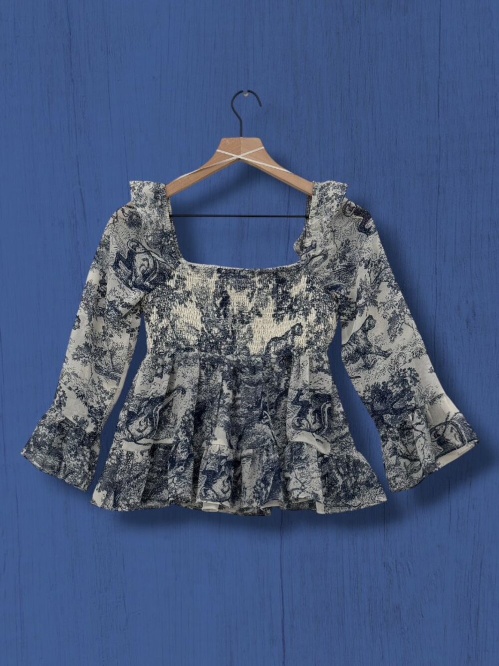 MOODIE Tapestry Off The Shoulder Sheer Ruffle Top XS - Picture 4 of 4